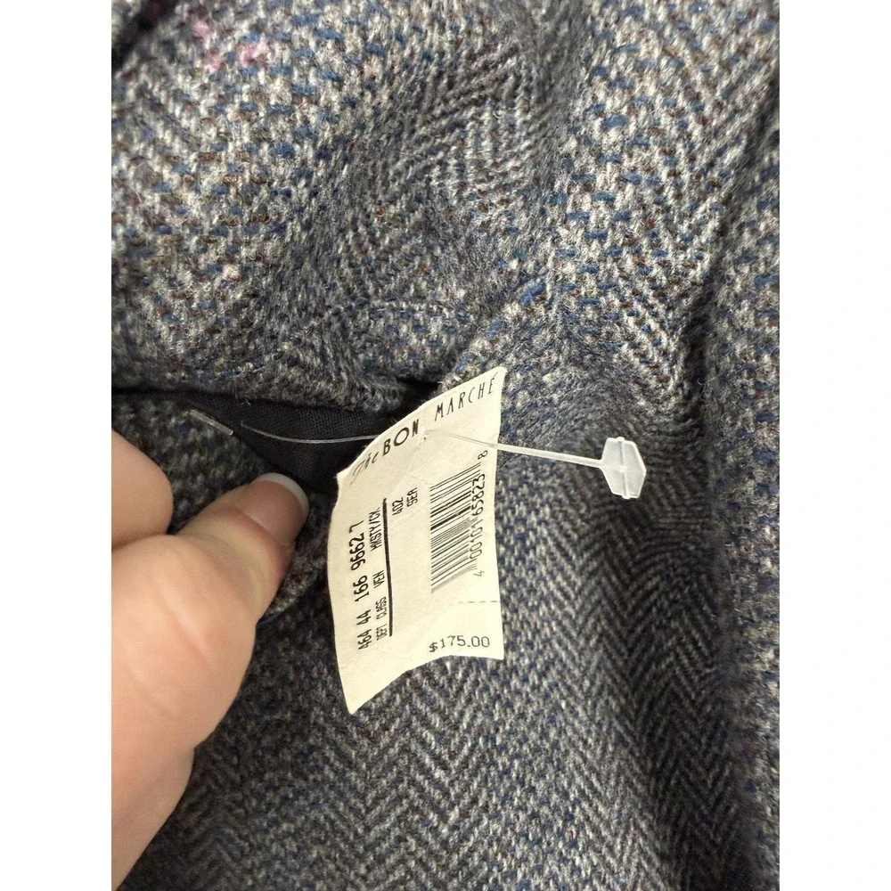 Vintage Savile Row Blazer Mens 48 Gray Wool Herringbone‎ Tweed Sport Coat